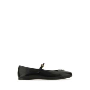프라다 여성 블랙 레더 메리제인 플랫 1F567NF005038 F0002