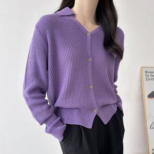 샵앤) 여성 골지 카라 Y단추 니트 가디건 21DS-WCD-3782-오트밀