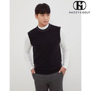 헤지스골프  (HUSW4C920N3) 네이비 남성 인타샤 로고 니트 베스트