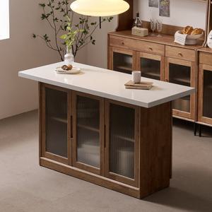 나무뜰 헤이즐 원목 인조대리석 유리 아일랜드 식탁 1500 GM419C (착불)