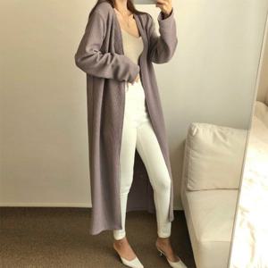 [옷자락]여자 FW 골지니트 레이어드용 단추없는 롱가디건