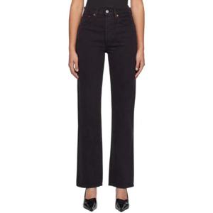 25 FW Re Done 여성 블랙 하이라이즈 데님 진 241800F069001