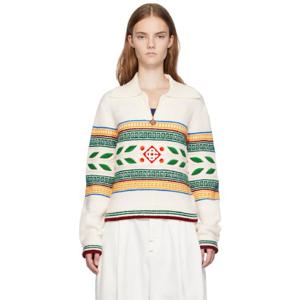 25 FW 카사블랑카 여성 오프 화이트 로렐 올림픽 스웨터 242195F100000