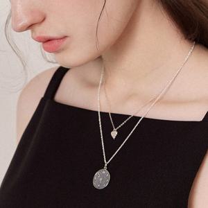 제이로렌 코인 빅 펜던트 실버 목걸이 N01170