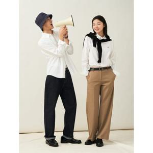 [빈폴멘] [Essential] 남녀공용 옥스퍼드 솔리드 셔츠 - 화이트 (BC5164E051)