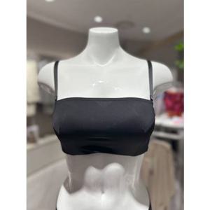 [바바라] 블랙 브라탑 일체형 오프숄더 반컵 브래지어(ABR4399)(BK)