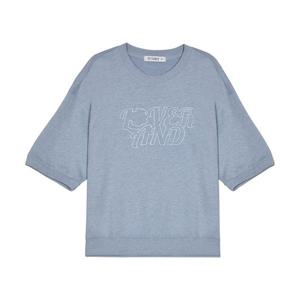 [뱅뱅]여성 자수 오버핏 반팔 면 티셔츠 (CTL131)