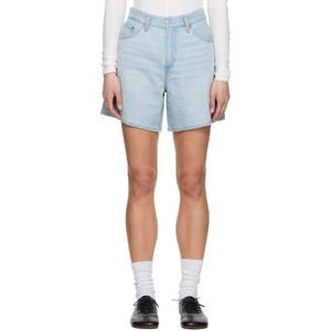 25 FW Levis 여성 블루 하이라이즈 배기 리넨  라이트 데님 쇼츠 251099F088013