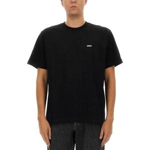 오베이 남성 블랙 로고 반팔 티셔츠 131080365_BLACK