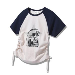 [지프]여성용 와끼스트링 배색나글란 반팔티셔츠(JQ2TSF232)