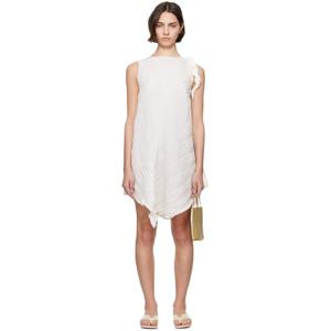 25 FW Issey Miyake 여성 화이트 트위스트 미니 드레스 252809F052000