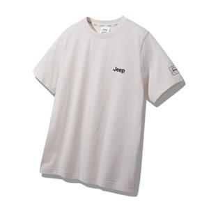 공용 지프 클래식 스몰 로고 아이보리 반팔 티셔츠 JQ2TSU092