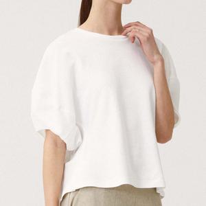 샵앤) 여성 라운드넥 절개 슬리브 볼륨 신축성 있는 면 반팔 티셔츠 CL-WTS0290