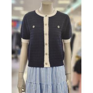 SOUP 세이브존07 라운드 배색 단추 숏 가디건 VA6GD73