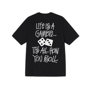 스투시 라이프 이즈 어 갬블 피그먼트 다이드 티셔츠 블랙 1904816