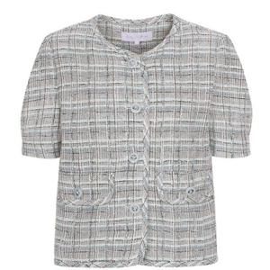 [올리브데올리브]트위드 체크 라운드넥 반팔 자켓 OW4MJ520