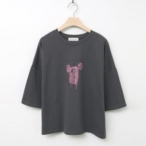 샵앤) 국산 여성 코끼리 면 100 반팔 티셔츠 FJ-WSH-4371-그레이