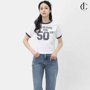 엘케이트 여자 링거티 크롭 반팔 라운드넥 여름 반팔티 LTM005