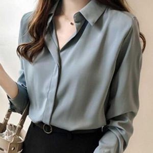 [옷자락]여자 시폰 셋업 블라우스 내의 클래식 카라 셔츠