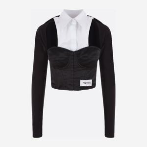 돌체앤가바나 크롭 블랙 앤 화이트 셔츠 F777NT GDBQ0S9000