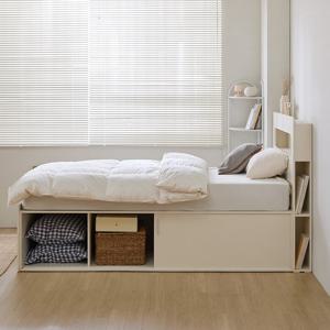 휴먼앤퍼니처 밀러 LED 슬라이딩 빅수납 침대 SS 독립매트