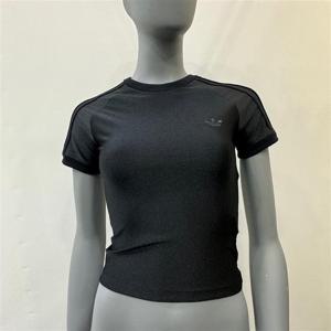 아디다스 여성 3S 캘리 크롭 반팔 블랙 티셔츠 JJ0908