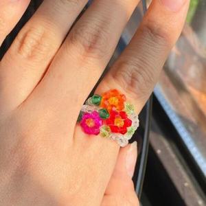 아트박스/이룸 반투명 포인트 비즈 구슬 꽃 플라워 삐삐 반지