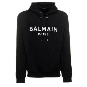 Balmain 로고 프린트 드로스트링 후드티 BH1JR002BB65 EAB TP942878258