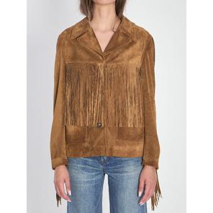 골든구스 토바코 왁스 스웨이드 프린지 재킷 GWP02368 P002160