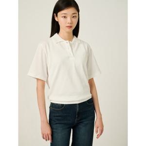 [빈폴레이디스] 텍스쳐 반소매 폴로 티셔츠  아이보리 (BF5742C050)