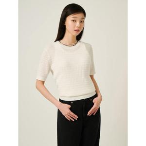 [빈폴레이디스] 넥 디테일 반소매 풀오버  아이보리 (BF5751C030)