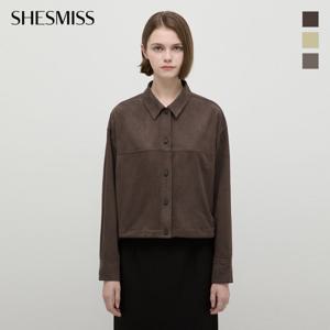 [쉬즈미스] 세미 크롭 스웨이드 셔츠_SWWSTP31010