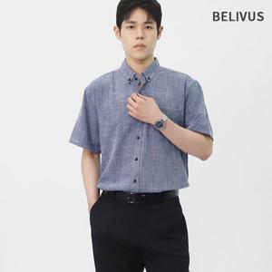 [빌리버스]빌리버스 남성 반팔 셔츠 버튼다운 카라 남방 BBI111