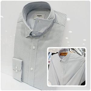 [레노마셔츠]슬림핏/긴소매/카라-스냅 버튼/활동성 편한 스판/옴