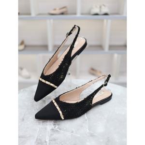 [블리아르]체인장식 트위드 플랫 슬링백 샌들 1cm BLMD500350_GN