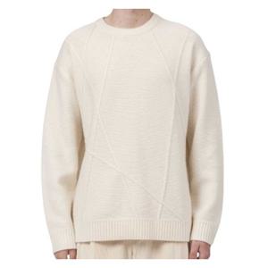 [본(정장)]남성 F/W 아이보리 메리노울 언발런스 사선 풀오버 니트 BN3WSW865IV