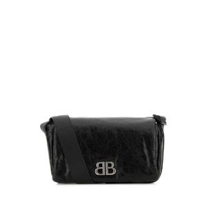 BALENCIAGA 블랙 가죽 스몰 모나코 크로스바디 백 8066302ABCI 1000