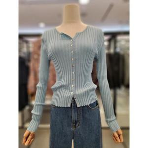 르샵 세이브존03 라운드넥 자개단추 긴팔골지 니트 가디건 AGL2F35KCD05011A