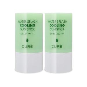 김정문알로에 큐어 워터 스플래쉬 쿨링 선스틱 23g(SPF50+) 연두스틱 얼음자차 2개 Ss