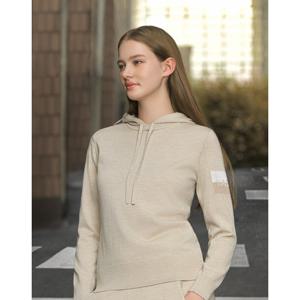 헤지스 골프 여성 25FW 베이지 여성 홑겹 울 후디 니트 HWSW5D712I1