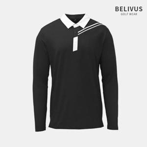 빌리버스 남자 배색포인트 골프 스판 스냅 긴팔 카라티 BBLT049