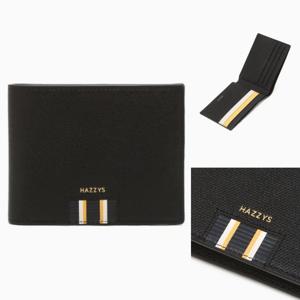 [헤지스ACC] 블랙 로고배색 소가죽 반지갑 HJWA5F506BK