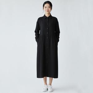 샵앤) 여성 카라넥 루즈핏 빅사이즈 셔츠 롱원피스 NTT-WDR-20803-블랙