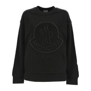 25 FW 몽클레어 로고 엠브로이더드 크루넥 롱슬리브 스웨트셔츠 블랙 8G00042899U5