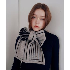 [루이까또즈(스카프)]울 혼방 쁘띠 로제타 니트 머플러 블랙 2DMK804BL