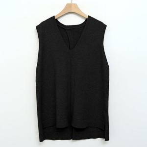 샵앤) 여성 브이넥 백트임 레이어드 니트 조끼 DGB-WVS-4931-블랙