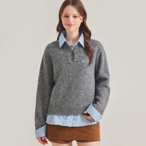 FOCUS  셔츠 레이어드 배색 니트 PBBF5W1KT2091