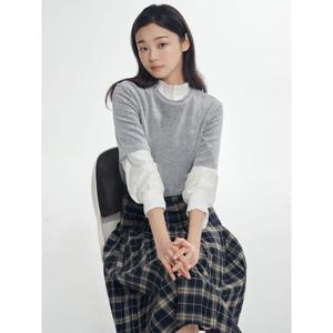 [빈폴레이디스] 벨벳 레귤러핏 반소매 티셔츠  그레이 (BF5X42C113)