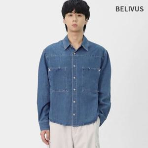 빌리버스 남성 데일리 간절기 데님셔츠 버튼 랩 포켓 면 신상 캐주얼 자켓 BXR061