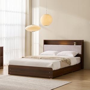 잉글랜더 어반 템바보드 LED 수납 침대(Easy 포켓스프링 매트리스-Q)